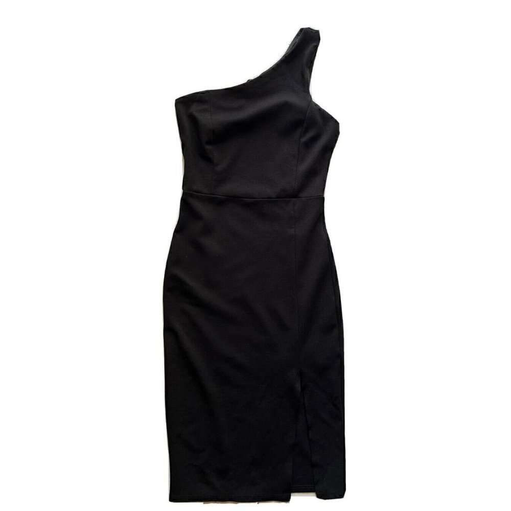 Soprano Black One-Shoulder Bodycon Dress Sleek Party Sz XS - Picture 8 of 8